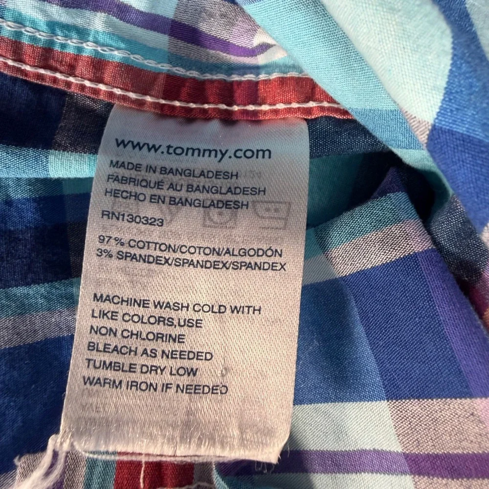 Tommy Hilfiger Kids Blue Red Plaid Long Sleeve Button‎ Down Shirt Size 7